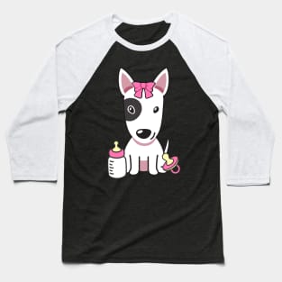 Cute bull terrier is a baby - girl Baseball T-Shirt